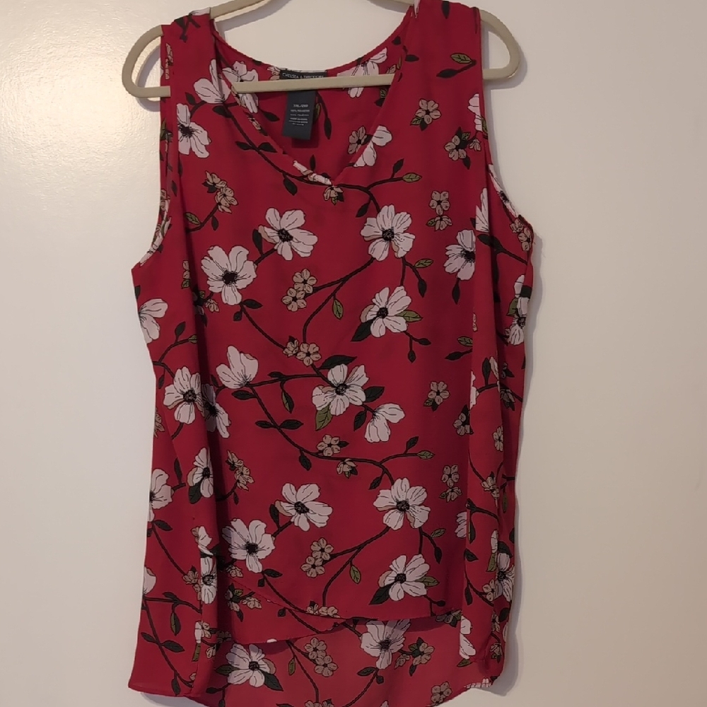 Chelsea & Theodore Red Floral Tank Top
